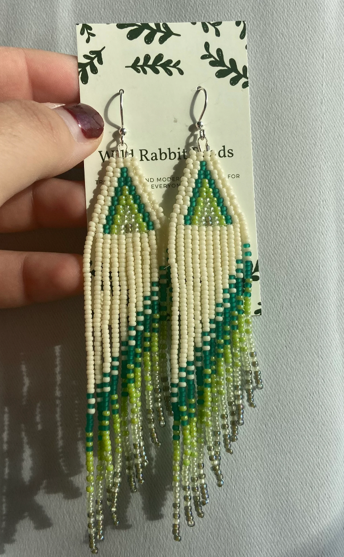 Green and White Fringe Earrings – Hi Ho Silver