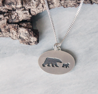 Mama Bear Single Cub Necklace 18